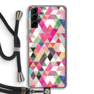 Gekleurde driehoekjes: Samsung Galaxy S21 Plus Transparant Hoesje met koord