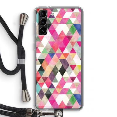 Gekleurde driehoekjes: Samsung Galaxy S21 Plus Transparant Hoesje met koord