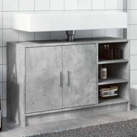 Wastafelkast 90x29x55 cm bewerkt hout betongrijs - thumbnail