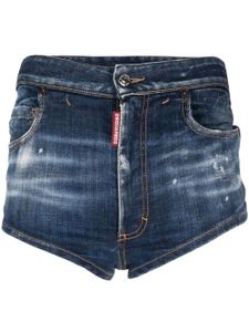 DSQUARED2 short en jean à patch logo - Bleu