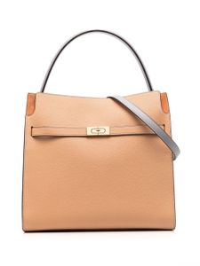 Tory Burch sac à main en cuir à plaque logo - Orange