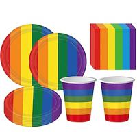lgbt juni regenboogfeest wegwerp papieren bordenset kleurrijke streep feest wegwerpservies Lightinthebox