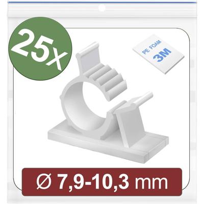 Quadrios 24CA445 Bevestigingssokkel Zelfklevend 24CA445 Bundel-Ø (bereik) 7.9 tot 10.3 mm Wit 25 stuk(s)