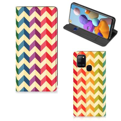 Samsung Galaxy A21s | Hoesje met Magneet | Zigzag Multi Color