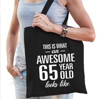 Awesome 65 year / geweldig 65 jaar cadeau tas zwart voor dames