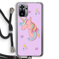 Roze eenhoorn: Xiaomi Redmi Note 10S Transparant Hoesje met koord