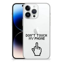 iPhone 14 Pro Max Silicone-hoesje Finger Don't Touch My Phone - thumbnail