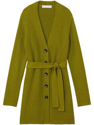 Proenza Schouler White Label cardigan ceinturé en maille nervurée - Vert