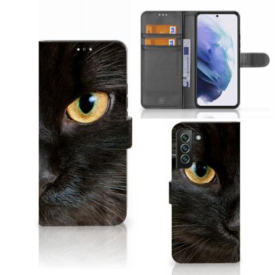 Samsung Galaxy S22 Plus | Telefoonhoesje | Met pasjeshouder | Zwarte Kat