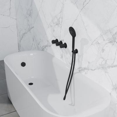 Fortifura Nebbio Badcombinatie-set - thermostaatkraan - inbouwdeel - inbouw uitbreiding - wandaansluitbocht - gladde doucheslang - ronde handdouche - badafvoer opbouw - mat zwart SW1183065 SW1183076 SW1183078 SW542644 SW706210 SW