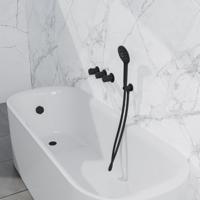 Fortifura Nebbio Badcombinatie-set - thermostaatkraan - inbouwdeel - inbouw uitbreiding - wandaansluitbocht - gladde doucheslang - ronde handdouche - badafvoer opbouw - mat zwart SW1183065 SW1183076 SW1183078 SW542644 SW706210 SW