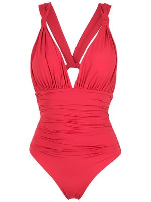 Brigitte maillot de bain à col v - Rouge