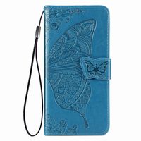 Xiaomi Redmi Note 11S hoesje - Bookcase - Pasjeshouder - Portemonnee - Vlinderpatroon - Kunstleer - Blauw