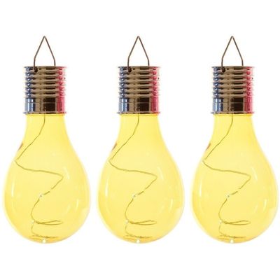 3x Buiten LED gele lampbolletjes solar verlichting 14 cm