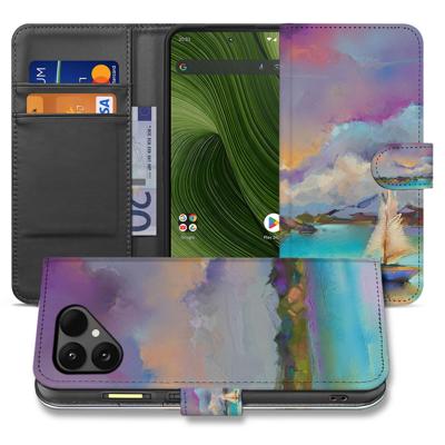 Boot Motief Fairphone 6 | Bookcase Hoesje In Kunstleer Met Pasjesvak Paars Blauw Groen