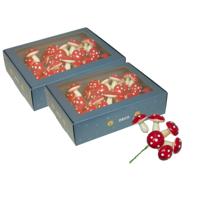 Paddenstoelen decoratie stekers - 96x st - 4 cm - kerststukje instekers