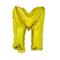 Gouden opblaas letter ballon M op stokje 41 cm - thumbnail