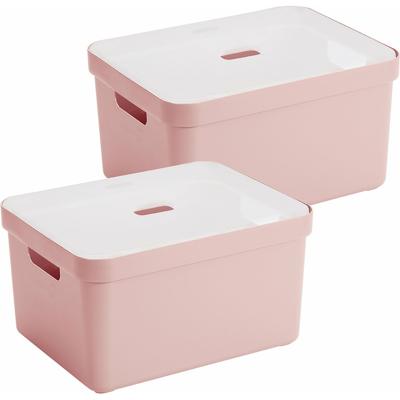 Sunware opbergbox met deksel - 2x - Sigma Home - kunststof - 32 liter - lichtroze - opberg dozen