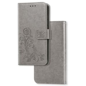 Samsung Galaxy S22 hoesje - Bookcase - Pasjeshouder - Portemonnee - Bloemenprint - Kunstleer - Grijs