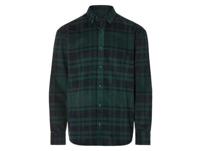 LIVERGY Corduroy heren overhemd (M (39/40), Groen/donkerblauw)