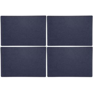 Placemats/onderleggers voor op tafel - 4x stuks - donkerblauw - 30 x 45 cm - met ronde hoeken