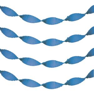 Feest slinger - 4x - blauw - crepe papier - 24 meter - draaislinger decoratie