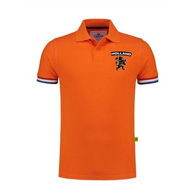 Luxe grote maten Holland supporter poloshirt leeuw op borst 200 g EK/WK heren