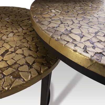 Ronde Bijzettafels Peppe (set van 3)  | Metaal  | Goud Zwart