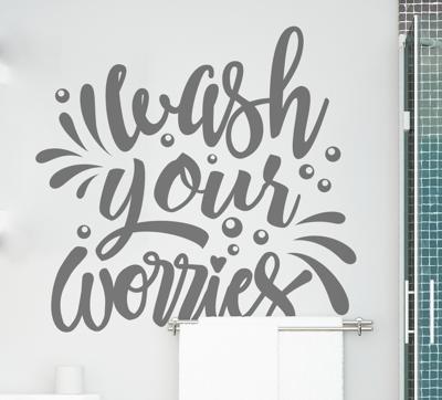 Tegelstickers badkamer Was u zorgen tekst