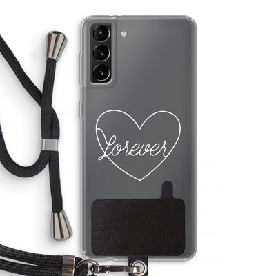 Forever heart pastel: Samsung Galaxy S21 Plus Transparant Hoesje met koord