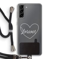 Forever heart pastel: Samsung Galaxy S21 Plus Transparant Hoesje met koord