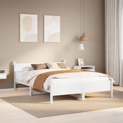 Bedframe zonder matras massief grenenhout wit 135x190 cm