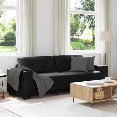 3-zitsbank zwart 180 cm fluweel