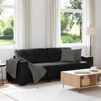 3-zitsbank zwart 180 cm fluweel