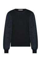 Studio Anneloes Deana Flower Broderie Pullover 09433 Trui 6900 Dark Blue