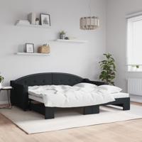Slaapbank met onderschuifbed 90x190 cm stof zwart