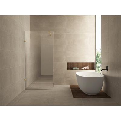 Inloopdouche Wiesbaden Less | 120x200 cm | Spiegelrook- naar helderglas | Geborsteld messing beslag