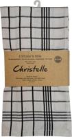 Handdoek Christelle, ft 50 x 70 cm, geruit, wit, pak van 3 stuks