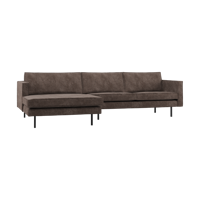 WOOOD Rodeo bank chaise longue links ribstof Bruin