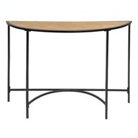 Clayre & Eef Sidetable 120x31x81 cm Zwart Bruin Ijzer Hout Halfrond Wandtafel Zwart Wandtafel