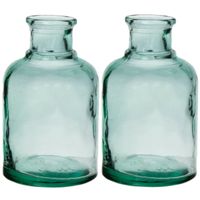 Bloemenvaas - 2x - helder - transparant gerecycled glas - D12 x H20 cm