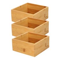 Set van 3x stuks bamboe ladekast/keukenspullen/kantoor vakjes/sorteerbakjes 15 x 15 x 7 cm