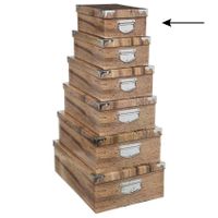 5Five Opbergdoos/box - Houtprint donker - L28 x B19.5 x H11 cm - Stevig karton - Treebox   - - thumbnail
