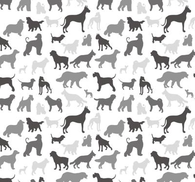 Slaapkamer behang Zwarte hond silhouet patroon