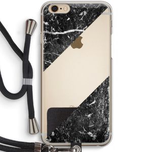 Zwart marmer: iPhone 6 / 6S Transparant Hoesje met koord