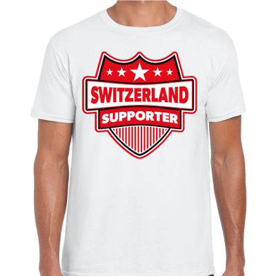 Zwitserland / Switzerland schild supporter t-shirt wit voor heren