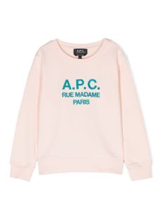 A.P.C. KIDS sweat en coton à logo brodé - Rose