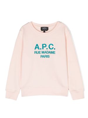 A.P.C. KIDS sweat en coton à logo brodé - Rose