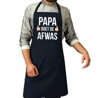 Papa doet de afwas cadeau katoenen schort navy voor heren - thumbnail