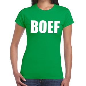 Boef tekst t-shirt groen dames